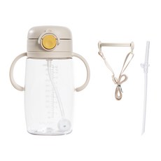 LALABY Plus雙柄按壓式吸管杯附背帶替換吸管組, 象牙白, 1組, 350ml