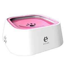 寵物不濕嘴浮水碗 防潑濺寵物飲水碗 寵物慢食碗 寵物餵水器, 02 粉紅色, 1個