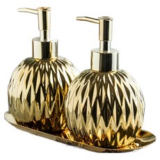 浴室迷你洗劑瓶 + 託盤組 YT_RA534, 金色, 1個