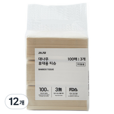 JAJU 竹製便攜式面紙, 12個, 100張