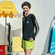 LAZYBEE 女性衝浪字母印花寬鬆版防磨衣上衣下身套裝