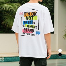 月亮系列第 5 部分 基本款寬鬆短袖T恤 It's Ok, 白色