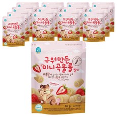 홈앤키즈 구워만든 미니곡물롤, 딸기맛, 80g, 14개