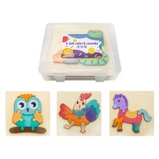 OhBabyLaugh 愛笑寶 寶寶3D立體卡扣拼圖禮盒組 - 貓頭鷹+公雞+小馬, 1組
