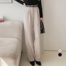 afinar 女款半寬鬆彈性壓褶西裝褲