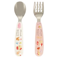 Skater 不鏽鋼彎柄湯匙叉組, 湯匙 + 叉子, KITTY, 1組