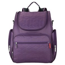 insular 茵秀麗 大開口防潑水菱形紋手提媽媽包-多功能大容量, 31 x 15 x 39cm, 紫色