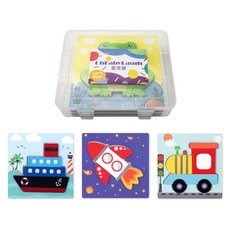 OhBabyLaugh 3D立體手抓拼圖, 輪船+火箭+火車, 1組