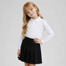 羅西安羅 女童長袖翻領襯衫T恤