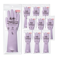 롯데이라이프 착한 고무장갑, 퍼플, 대(L), 10세트