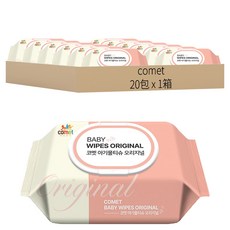 comet Original 嬰兒用濕紙巾 掀蓋式 加厚型, 100張, 20包