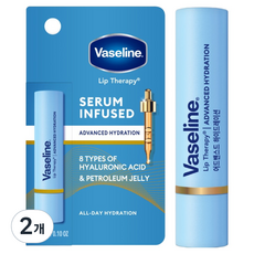 Vaseline 凡士林 高級保濕精華注入潤唇膏, 2個, 3g, 無色