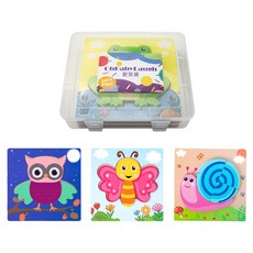 OhBabyLaugh 寶寶立體手抓拼圖 貓頭鷹+蝴蝶+蝸牛, 1組, 3片