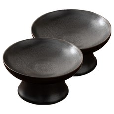 Parajuni 感性東方風高腳迷你甜點碗水果盤 HJ1240, 黑色, 2個