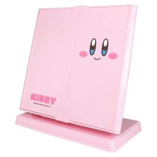 任天堂 卡比 可愛造型桌面化妝鏡 便攜式三折鏡, 1入, 粉