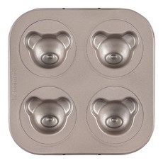 Hanomad 小熊寶寶造型瑪德蓮4格烤盤 金色, 1個