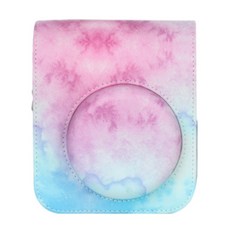 拍立得 mini12PU 皮質油彩復古相機包/保護套收納包 藍粉彩, 單一商品, 1個