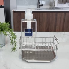 INOKHA 不鏽鋼水滴菜瓜布架 + 補充洗潔精瓶, 混色, 1套