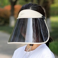 에이빅 여성 와이드 썬캡 투명 썬바이저, 베이지