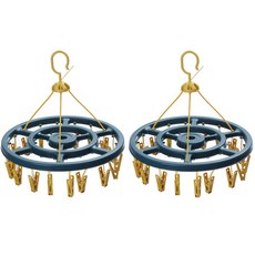 YUKON 多用途襪子內衣圓形曬衣夾曬衣架 18夾, 黃色, 2個