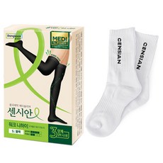 동국제약 센시안 워크 니하이 오버 니삭스 의료용 압박스타킹 블랙 + 중목 양말 세트, 1세트