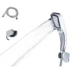 方形蓮蓬頭 + 底座 + 軟管, 銀色, 1組