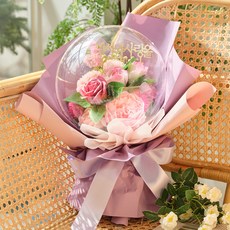 Delicacy 香皂花康乃馨氣球花束 + 獎狀卡片 + 留言插牌 + 購物袋組合, 粉紅色, 1個