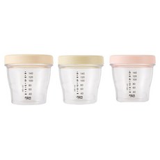 tgm Tritan材質 副食品刻度優質密封保鮮罐 層疊保存 螺旋型密封蓋設計 雙面吸盤, 米色+粉色+橄欖色, 170ml, 1組