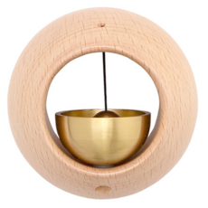 日式高雅原木質門鈴，實木打造 優質黃銅 清脆音色, 1個