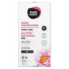 body natur 溫和蜜蠟除毛貼片 手/足 16片 + 除蠟舒緩濕巾 2包, 1盒
