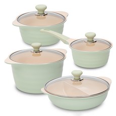 Dream Chef OSLO電磁爐適用草本鍋具組 4件, 18cm單鍋+20cm雙鍋+26cm電鍋+28cm涮鍋, 混色