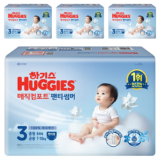 하기스 2025 매직컴포트 썸머 팬티형 기저귀 공용, 256매, 3단계