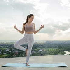 아리프 TPE 양면 요가매트, 코튼 블루, 1개