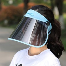 에이빅 여성 와이드 썬캡 투명 썬바이저, 블루