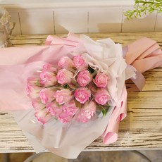 ASPASIA 肥皂玫瑰花束 20朵+卡片, 粉色的