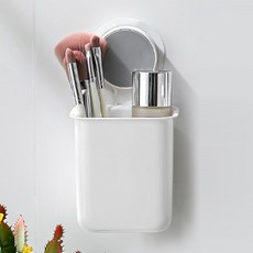 피키픽스 접착식 칫솔치약 양치도구 수납함, 1개, 화이트 + 그레이