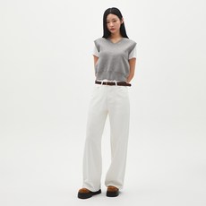 랩 여성용 백비죠 화이트 롱 와이드 면 팬츠 AR1DP261