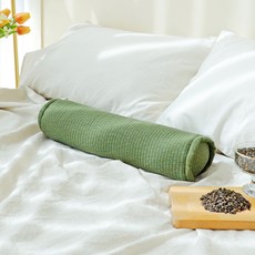 Begozani 純棉條紋絎縫蕎麥頸枕, 水洗橄欖綠, 1個