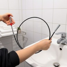 마메 스프링 배수관 집게 클리너 1.6m, 블랙 + 레드, 1개