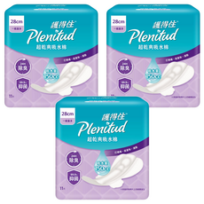 Plenitud 護得住 超乾爽吸水棉漏尿墊 80cc 有效抑菌除臭, 28cm, 11片, 3包