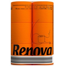 Renova 黑標彩色捲筒衛生紙 16.1m 橘色, 6捲, 1袋