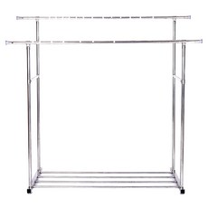 京太陽 240cm雙桿曬衣架 附輪可移動 多功能置物 晾衣收納, 150 x 51 x 145cm, 不鏽鋼