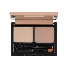 W.Lab 雙色造型眉彩盤 兩種刷頭 精緻眉毛彩妝 壓縮粉質 強力持久, Beige Brown, 1個