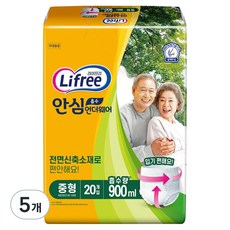 라이프리 남녀공용 안심 흡수 언더웨어 성인기저귀, 중형, 20개입, 5개