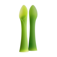 美國 Olábaby 自己吃訓練湯匙 Set, 100%食品級矽膠製成, 柔韌彈性保護寶寶牙齦，具吸盤設計, 小幼苗, 1組