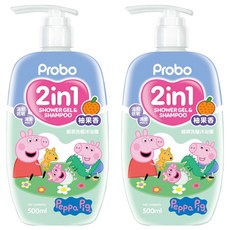 Probo 博寶兒 佩佩豬 植萃洗髮沐浴露 柚果香氛, 500ml, 2瓶