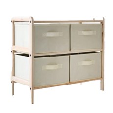 KUIBAO 快豹生活 韓風 ins 抽屜式實木收納架, 原木色