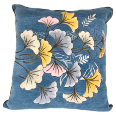 J&N 千葉刺繡緹花滾條抱枕 Set 2 100%聚酯纖維, 藍色