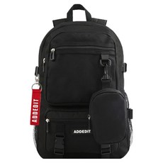 ADDEDIT 後背包+零錢包鑰匙圈 隨機出貨, 黑色