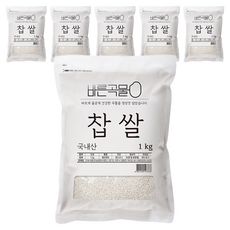 바른곡물 국산 찹쌀, 6개, 1kg